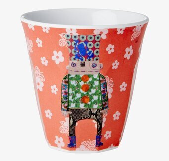 Barnmugg Funky Korallröd från Rice med lekfull design