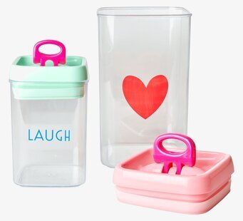 Förvaringsburkar Set/2 Laugh & Love från Rice, färgglada