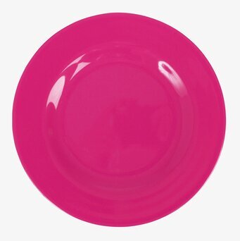 Assiett Melamin Fuchsia från Rice, rund tallrik i fuchsia