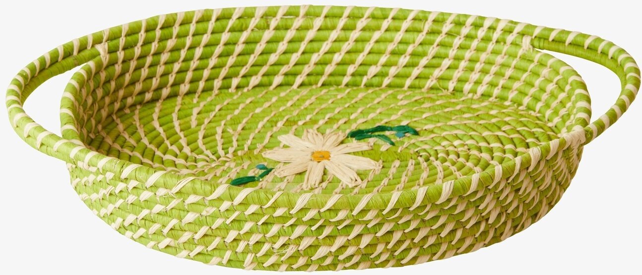 Broderad Brödkorg Oval Apple Green från Rice på bordet