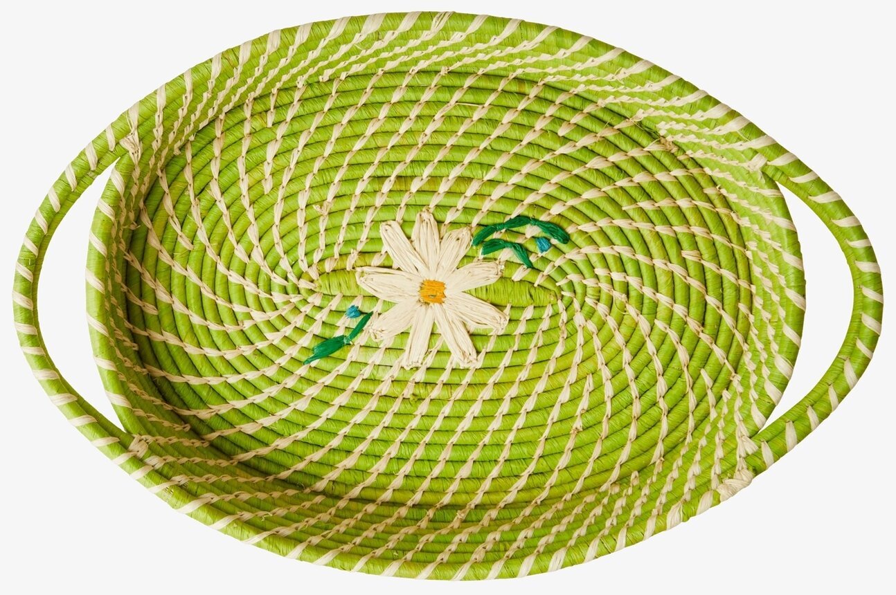 Broderad Brödkorg Oval Apple Green från Rice i äpplegrönt