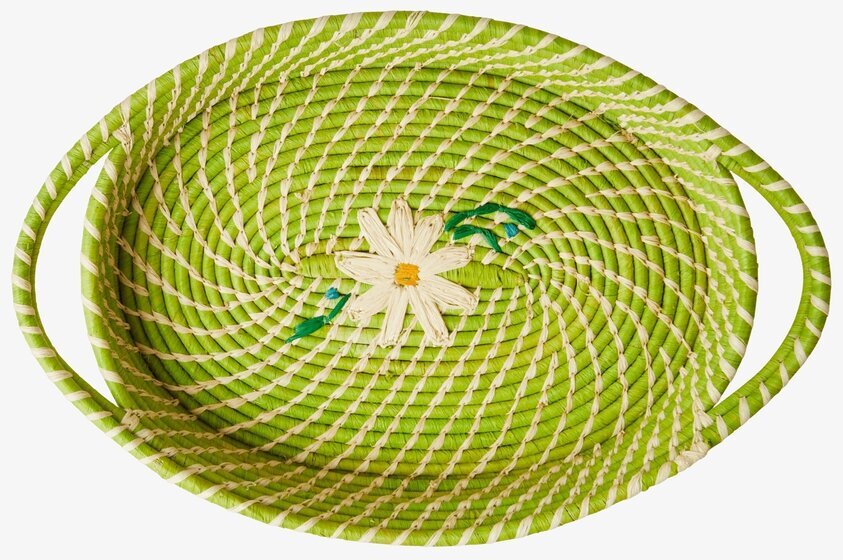 Broderad Brödkorg Oval Apple Green från Rice i äpplegrönt