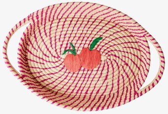 Broderad Brödkorg Oval Fuchsia från Rice med livfull design