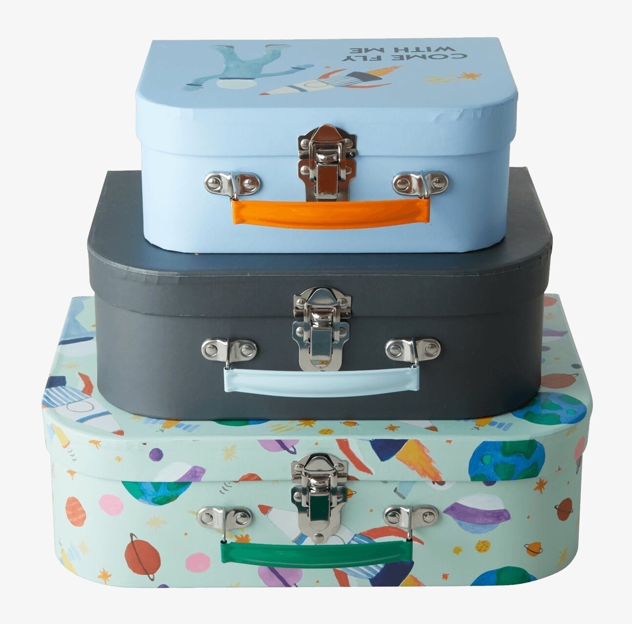 Väskor Cardboard Space Print Set/3 från Rice med rymdtema