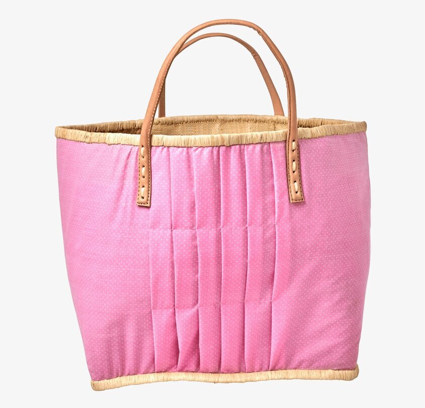 Väska Pink/White Dots Large från Rice med prickigt mönster