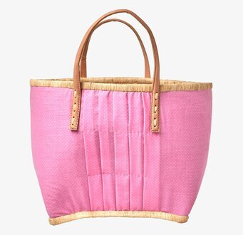 Väska Pink/White Dots Medium från Rice med prickigt mönster