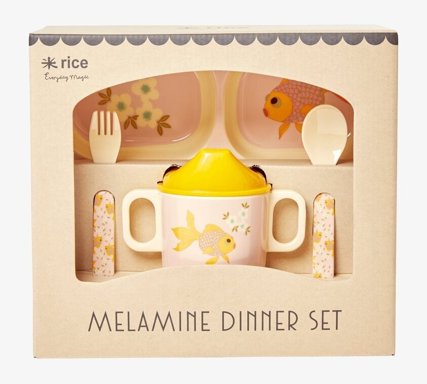 Giftbox Matservis Goldfish Print från Rice i kartongförpackning