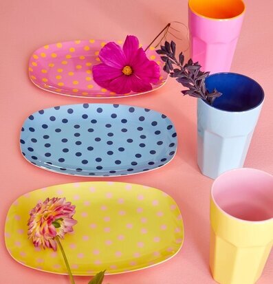 Liten Tallrik Orange Dot Print från Rice med färgglad design