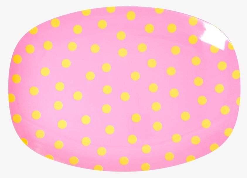 Liten Tallrik Orange Dot Print från Rice med rosa och orange