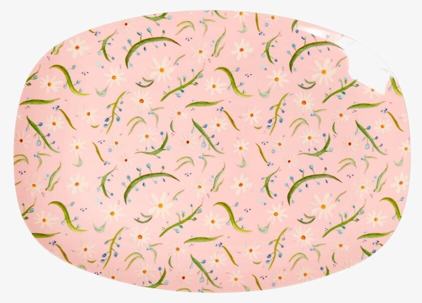 Liten Tallrik Delightful Daisies Print från Rice mot vit bakgrund