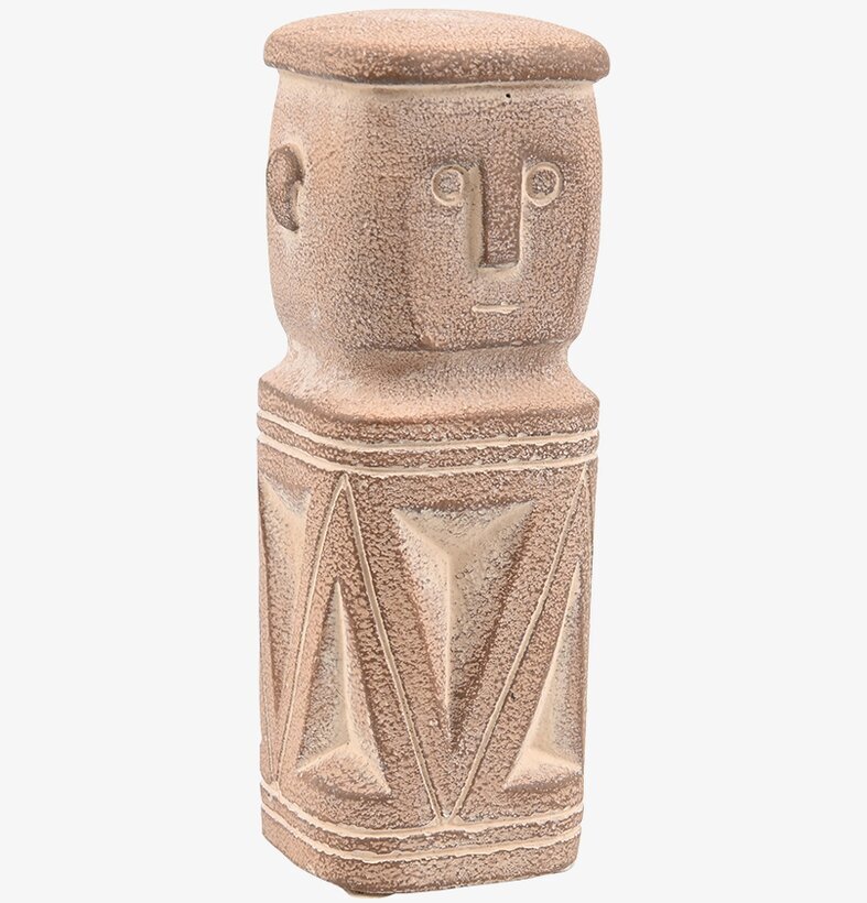 Staty Totem Toc från Miljögården med geometriska detaljer