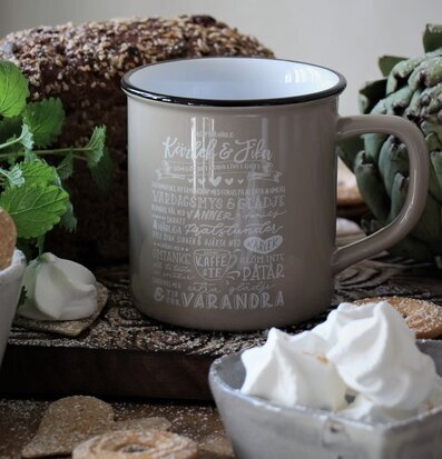 Mugg Kärlek & Fika Recept Majas Cottage Muggar/koppar i porslin, keramik, papper eller biologiskt material organiskt
