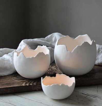 Skål Äggskal Mellan från Majas Cottage på rustik träyta