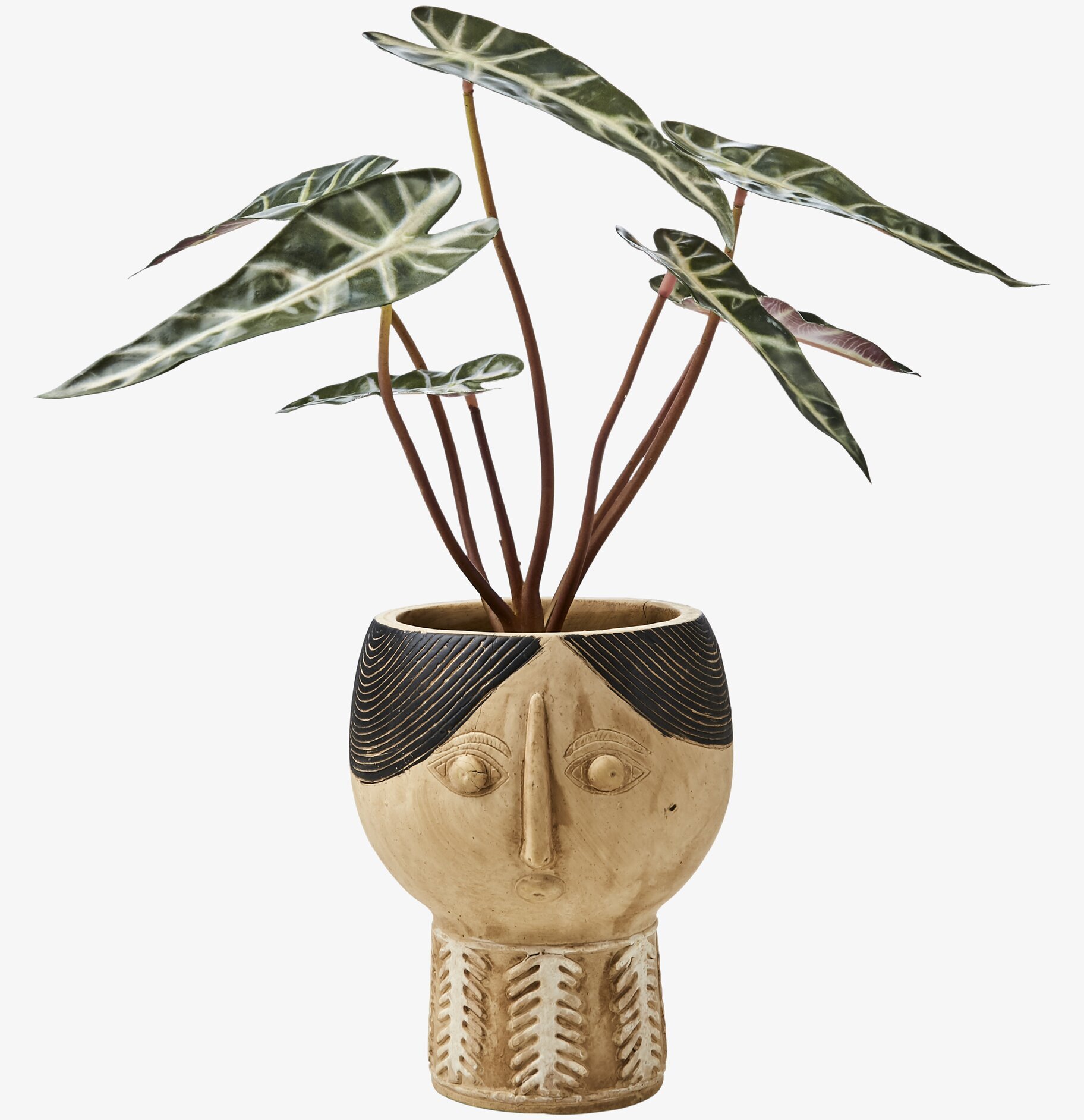 Kruka Camille S Beige/Svart från Affari med växt i.