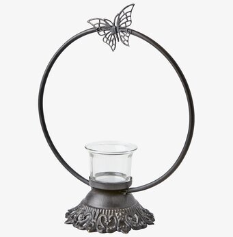 Bild av dekorativ värmeljushållare i metall och glas
