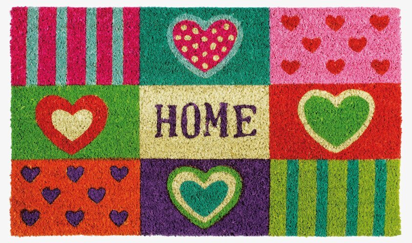 Dörrmatta Home från Derriére la porte med färgglada rutor