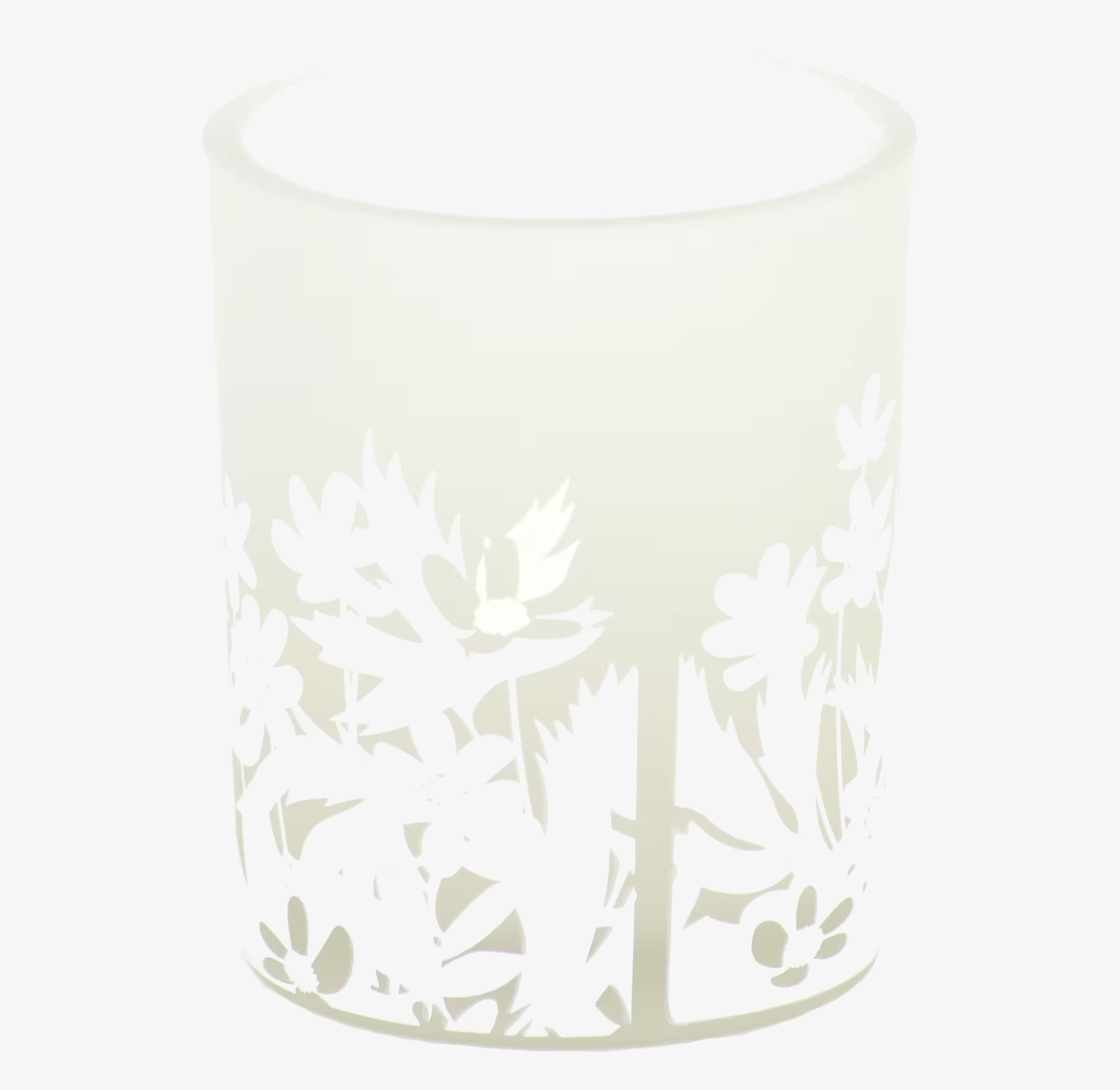 Ljuslykta Sippa vit från Dixie med blommönster i frostat glas