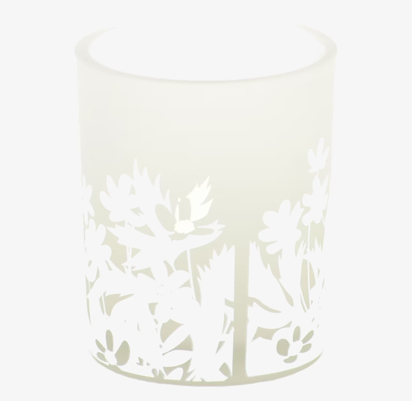 Ljuslykta Sippa vit från Dixie med blommönster i frostat glas