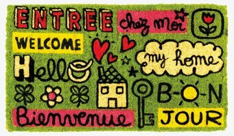 Dörrmatta Entrée från Derriére la porte med färgglada motiv