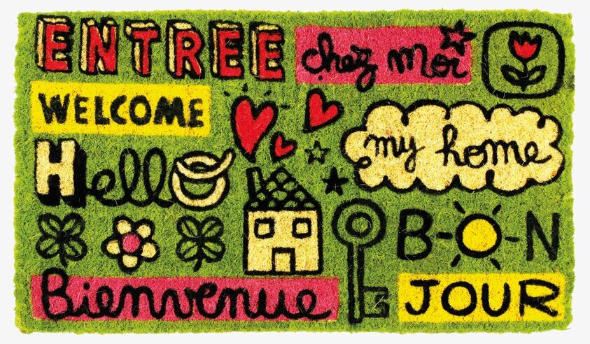 Dörrmatta Entrée från Derriére la porte med färgglada motiv