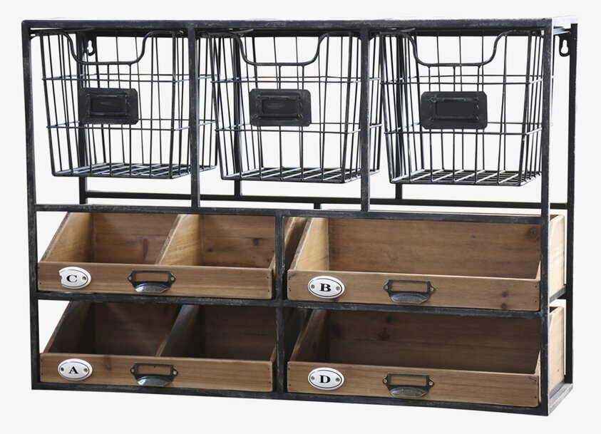 Vägghylla Med Lådor från Chic Antique i metall och trä