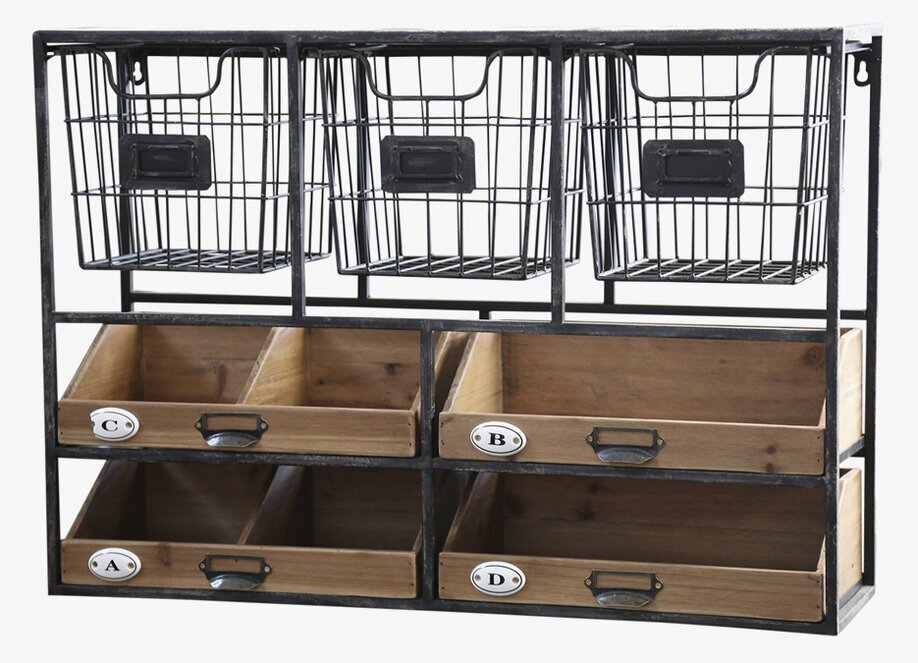 Vägghylla Med Lådor från Chic Antique i metall och trä