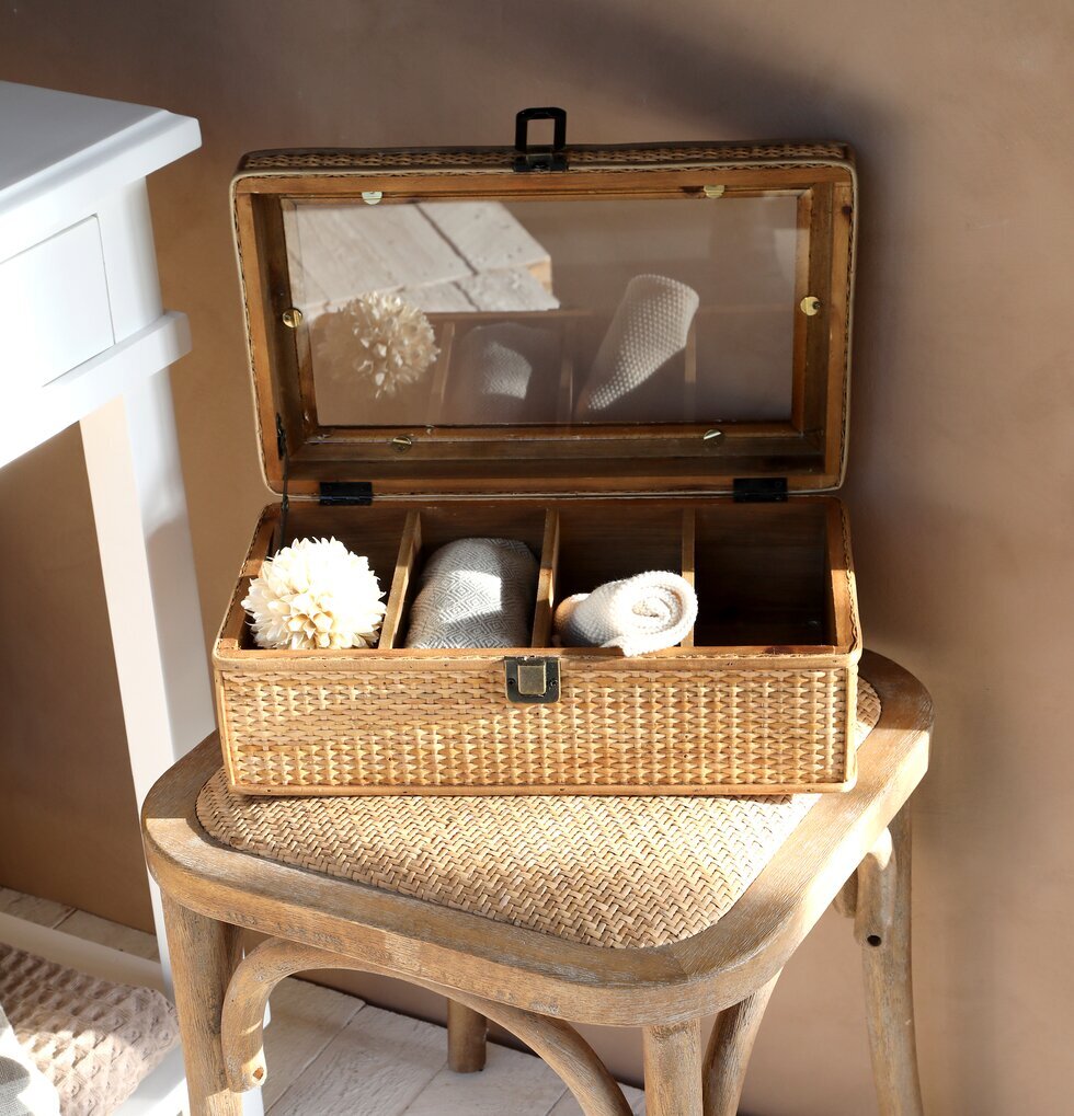 Förvaringslåda 4-Fack Flätad Rotting från Chic Antique