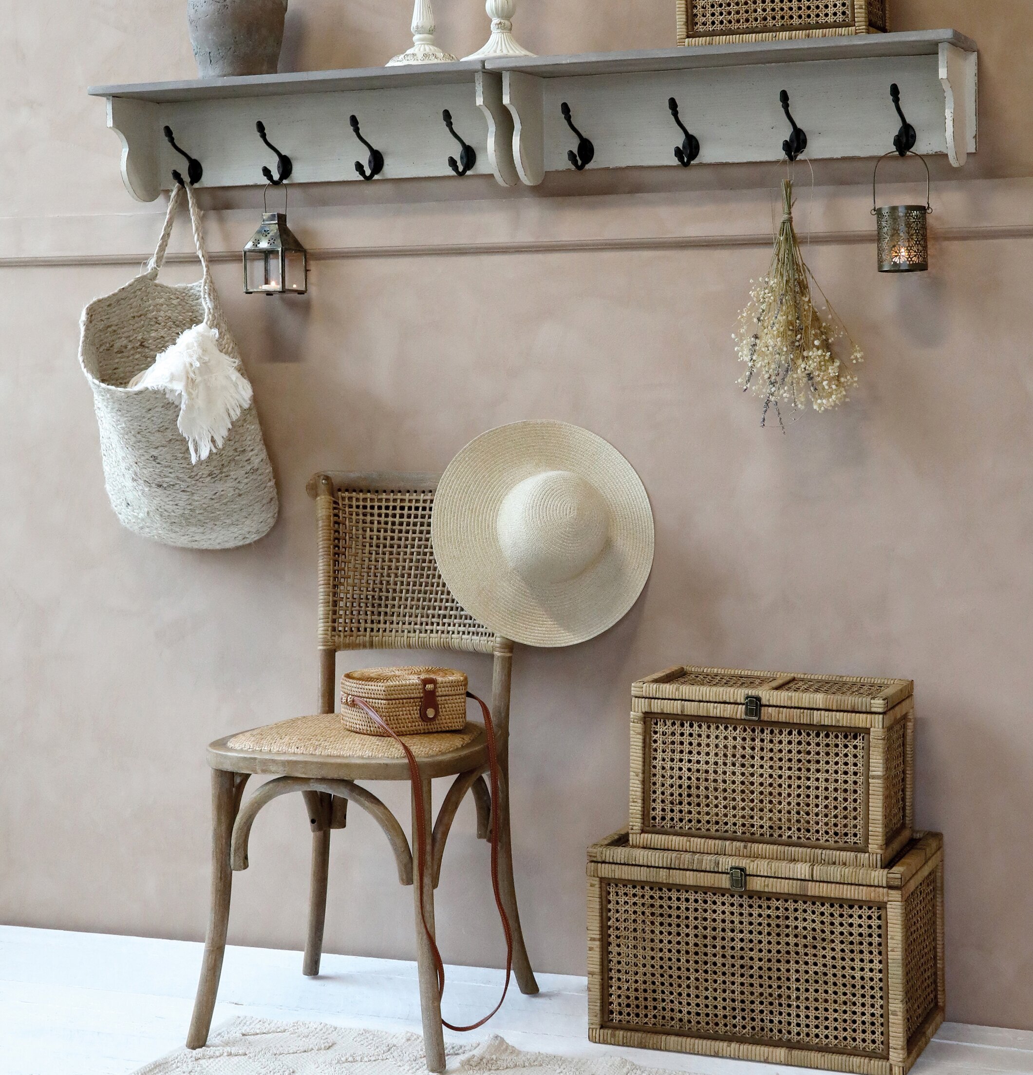 Förvaringslådor Set/3 Flätad Rotting från Chic Antique