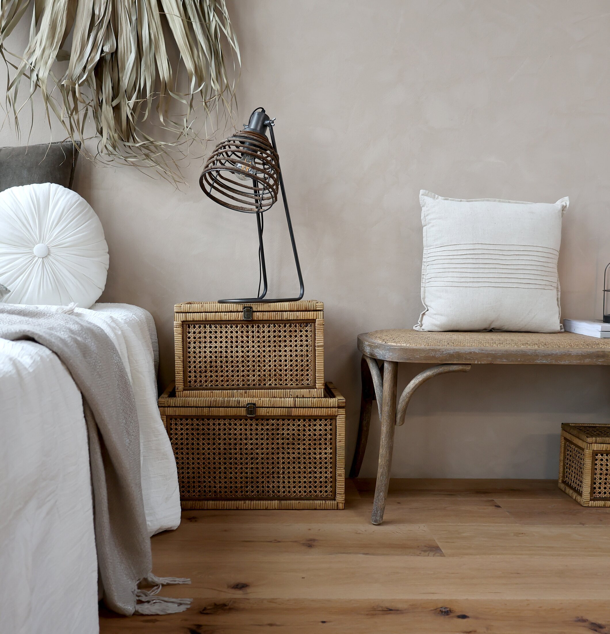 Förvaringslådor Set/3 Flätad Rotting från Chic Antique