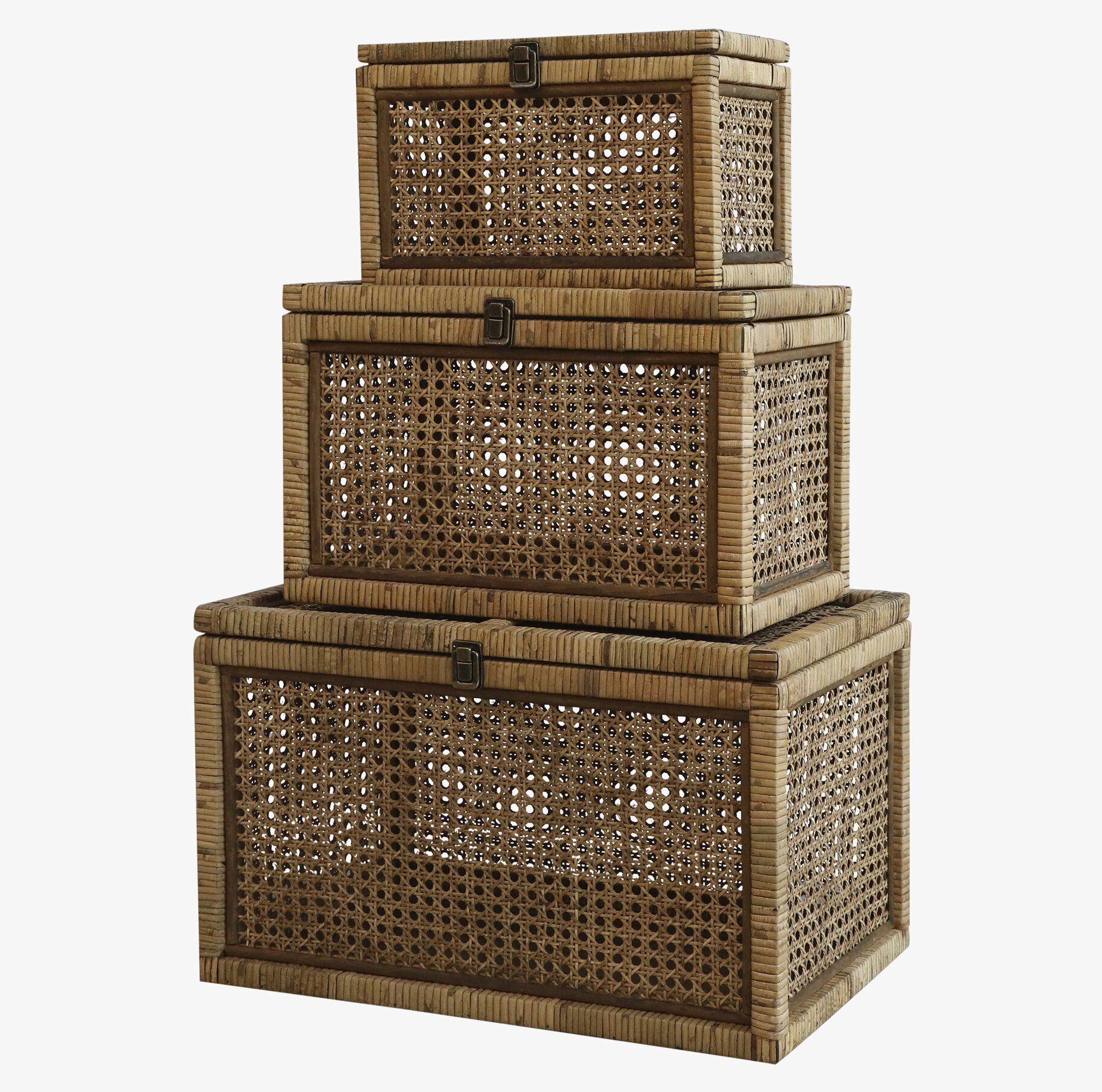 Förvaringslådor Set/3 Flätad Rotting från Chic Antique