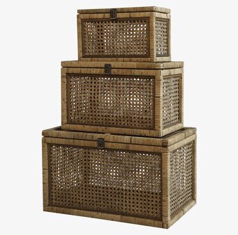 Förvaringslådor Set/3 Flätad Rotting från Chic Antique