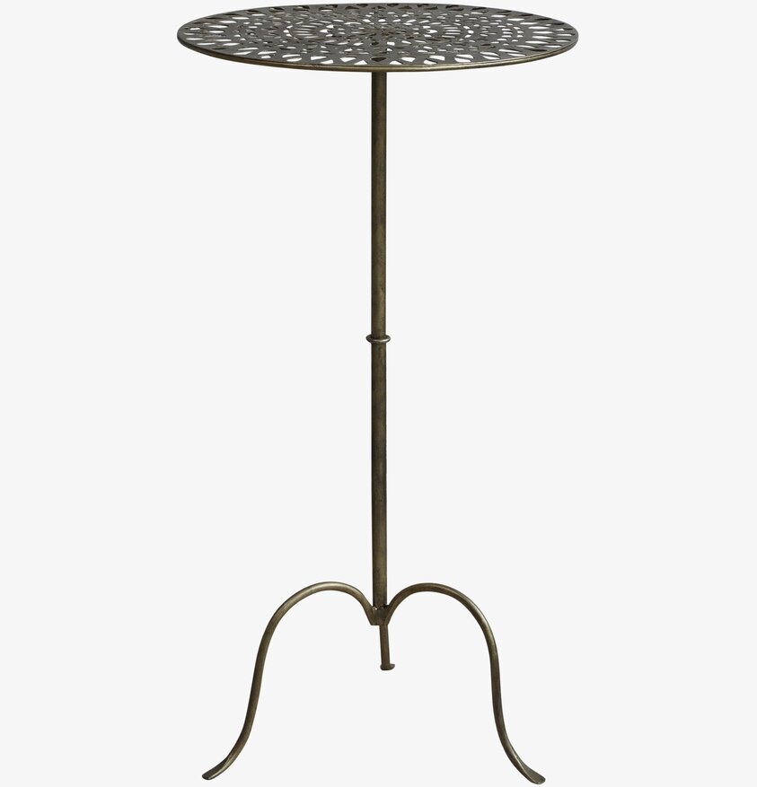 Runt Bord Antik Mässing från Chic Antique med perforerat mönster