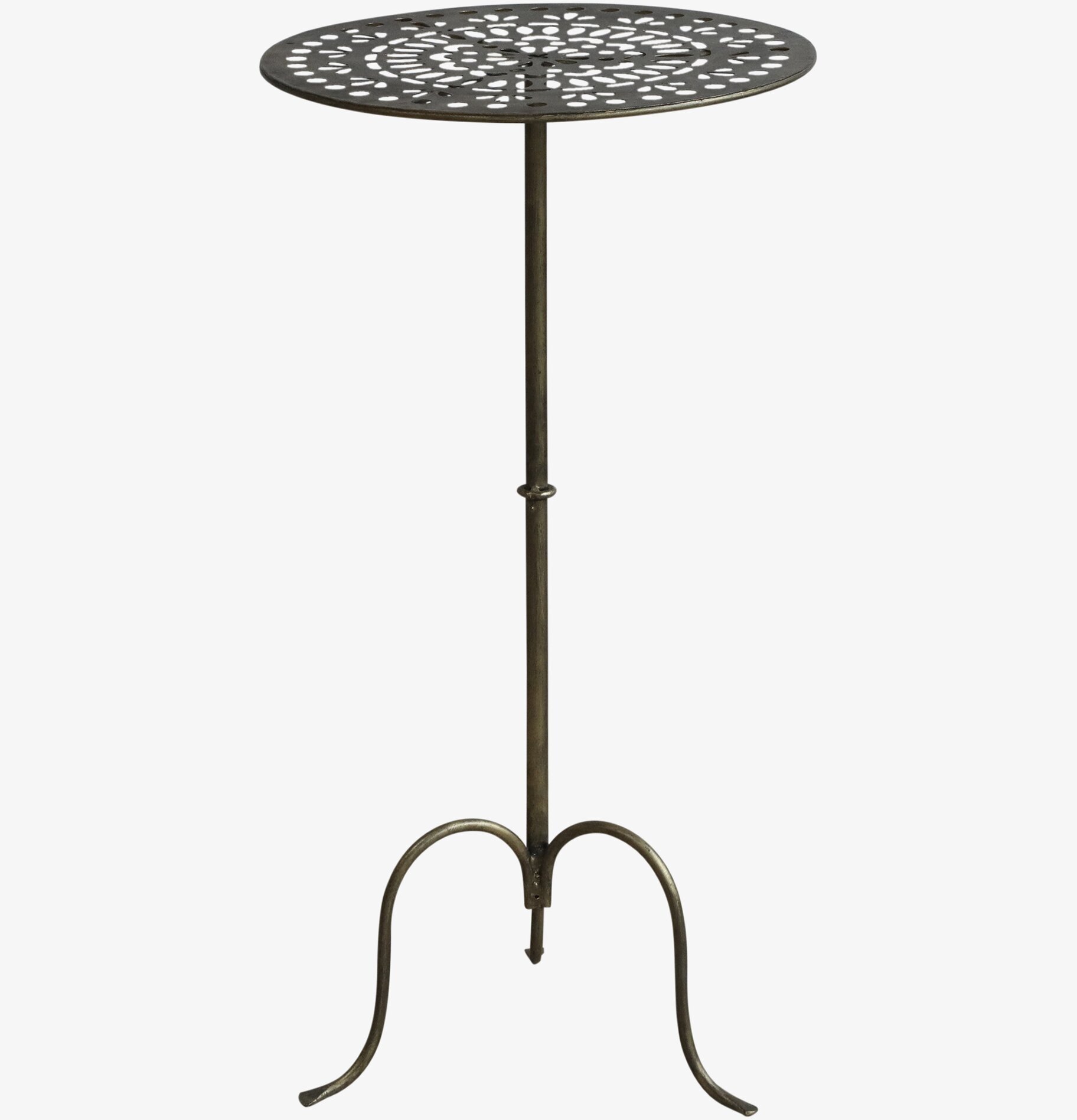 Runt Bord Antik Mässing från Chic Antique med filigranmönster