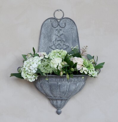 Fransk Ampel Antique Zink från Chic Antique med blommor