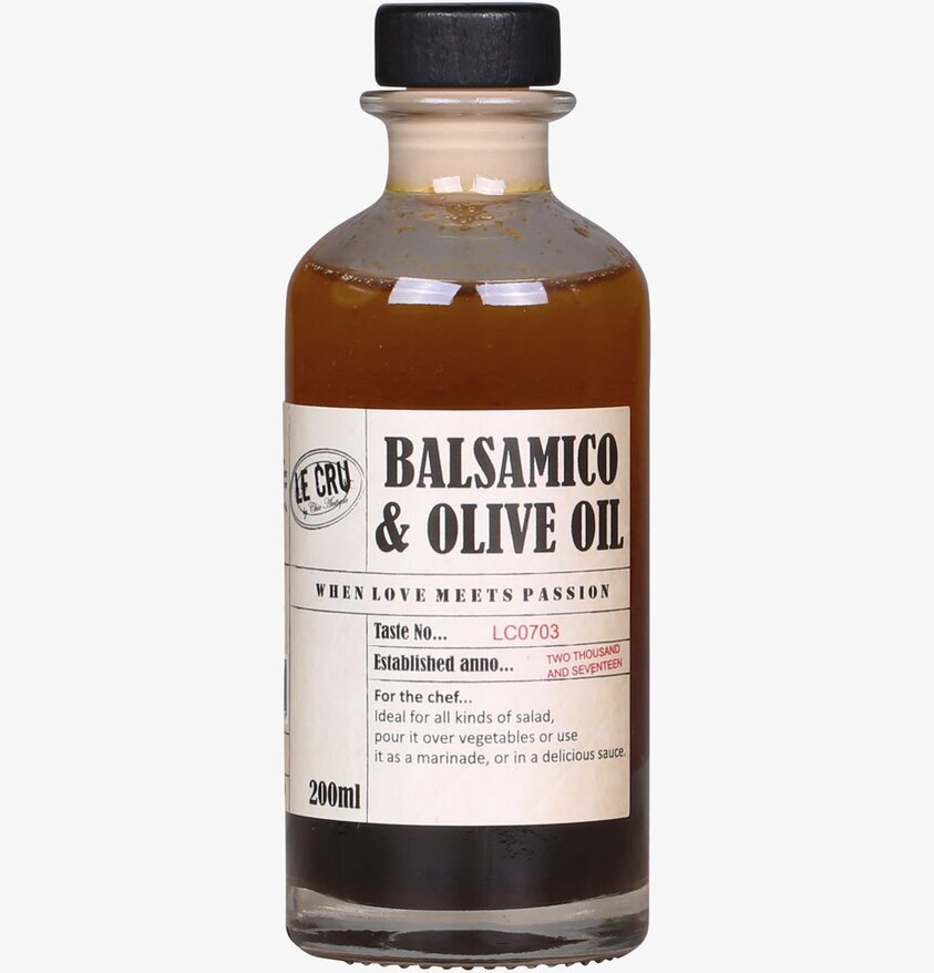 Flaska med Le Cru LE CRU Balsamico & Olivolja i klart glas