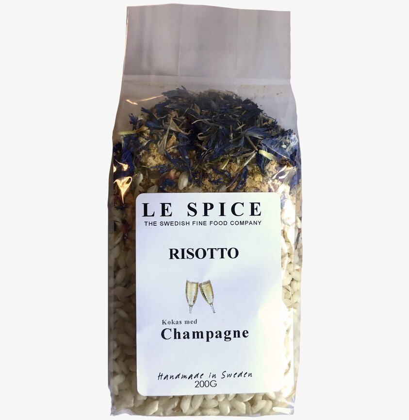 Risotto Champagne från Le Spice i genomskinlig förpackning