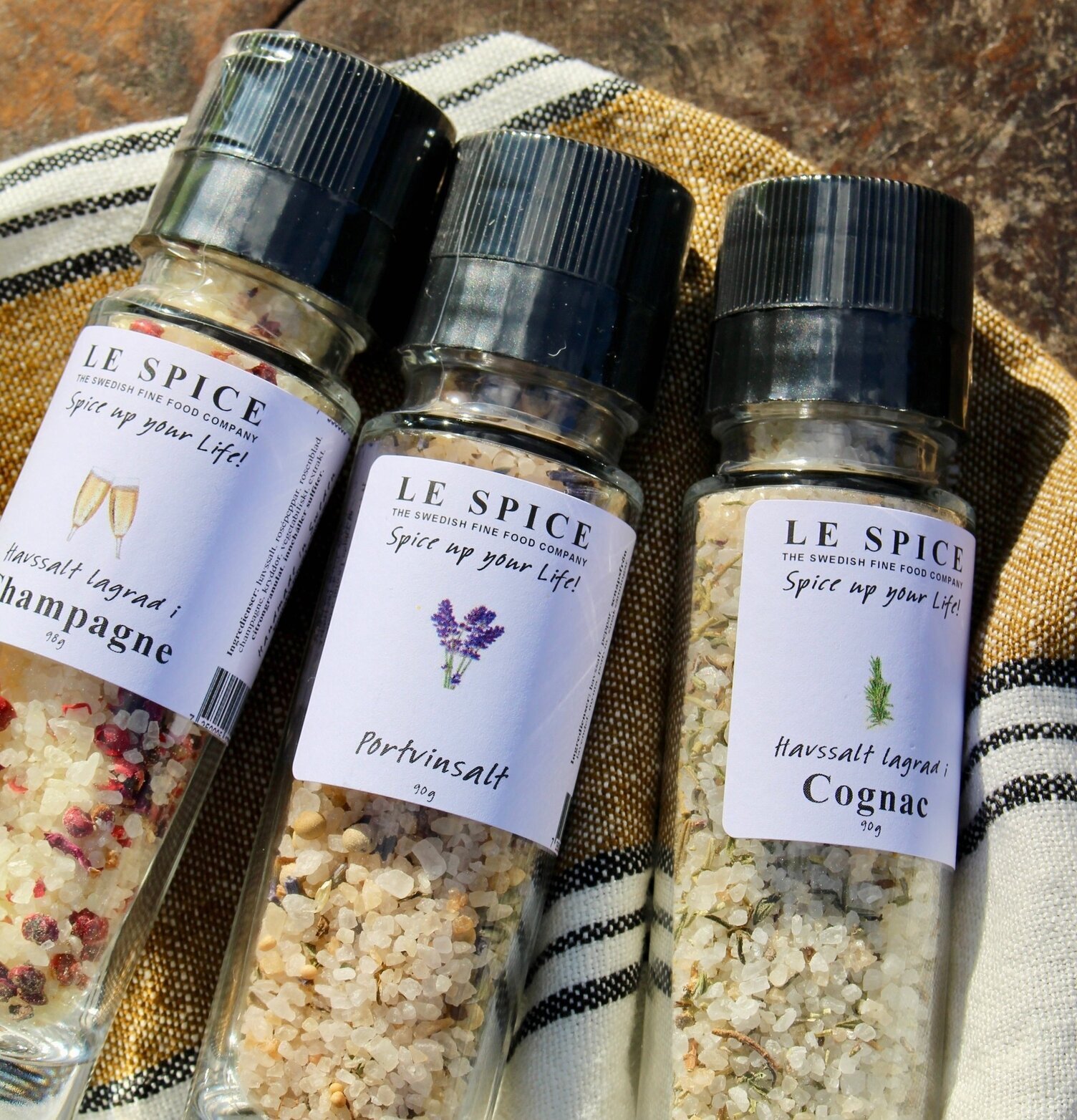 Havssalt Cognac från Le Spice i genomskinlig kryddkvarn