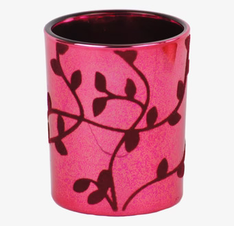 Ljuslykta Bladfloc metallic vinrosa från Dixie, elegant design