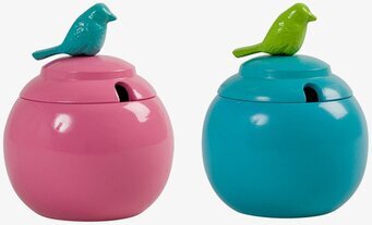 Syltburk Turkos från Rice med fågeldekor på locket
