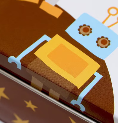 Mellanbox - Robotar från Blafre med färgglada illustrationer