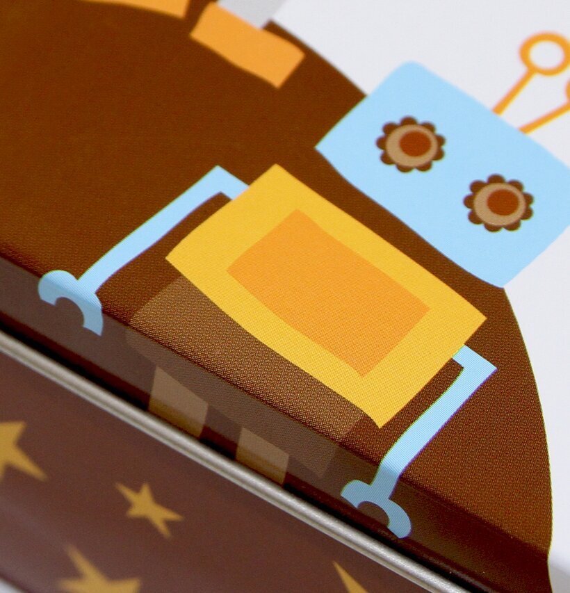 Mellanbox - Robotar från Blafre med färgglada illustrationer