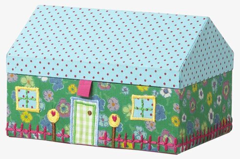 Smyckeskrin Grön från Rice med husdesign och blommönster