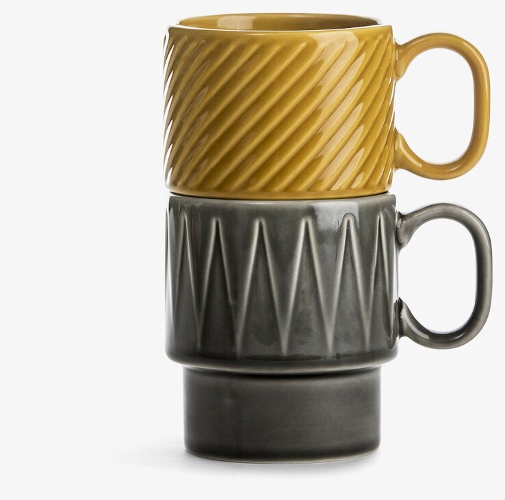 Coffee & More Kaffemugg Grå från Sagaform med stapelbar design