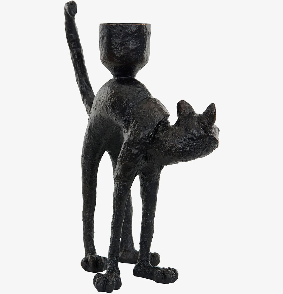 Ljusstake Katt Svart/Brun från A Lot Decoration