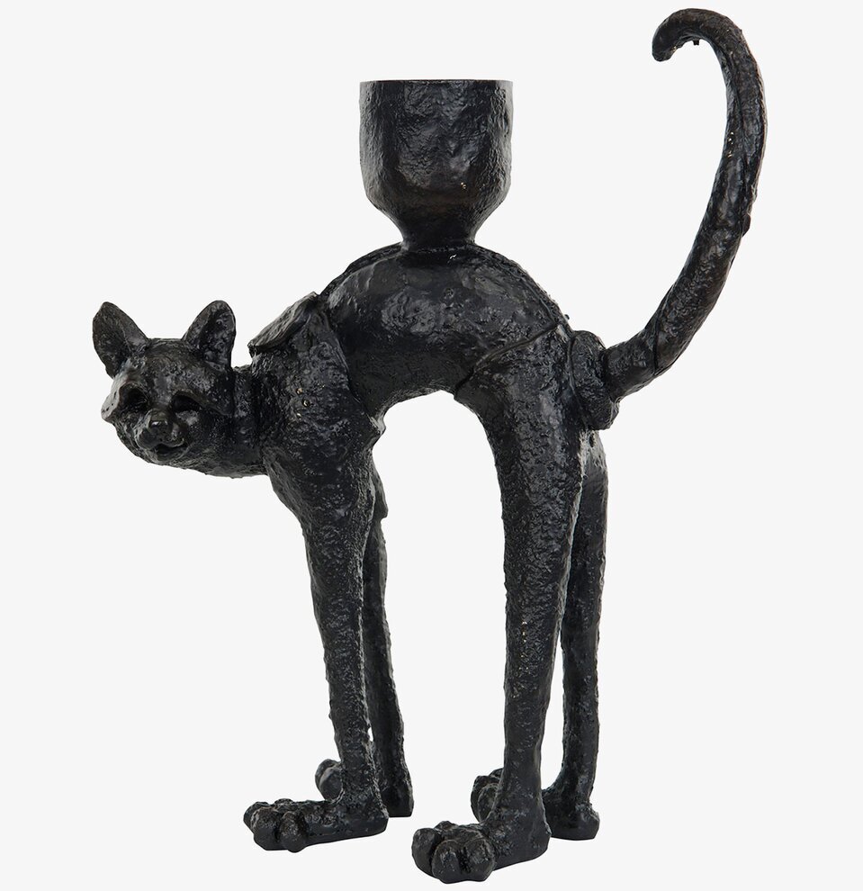 Ljusstake Katt Svart/Brun från A Lot Decoration, rustik design