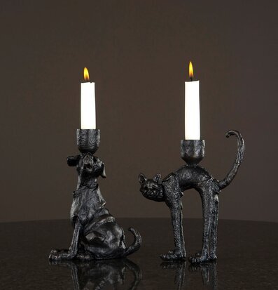 Ljusstake Hund Svart/Brun från A Lot Decoration i metall