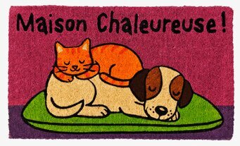 Dörrmatta Bästis från Derriére la porte med katt och hund