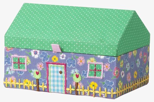 Smyckeskrin Lila från Rice med husform och blommönster