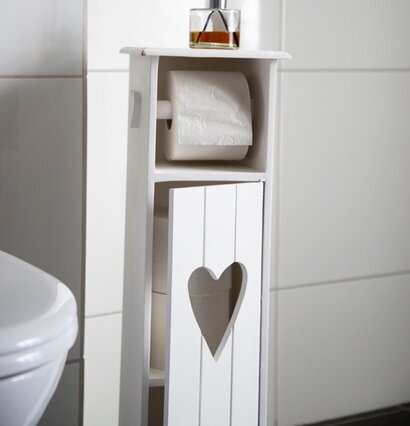 Träskåp Hjärta Toarullar från Different Design i badrum