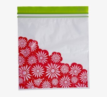 Plastpåse Ziplock Large Röd från Rice med blommönster